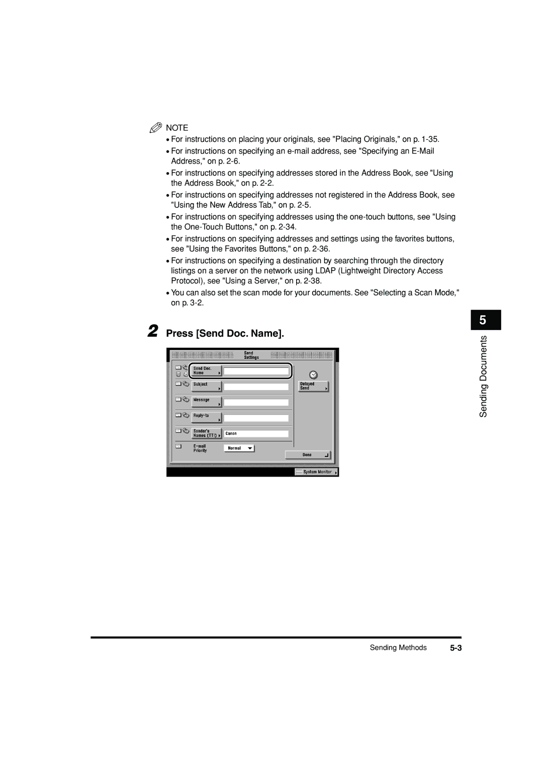 Canon C3200 manual Press Send Doc. Name 