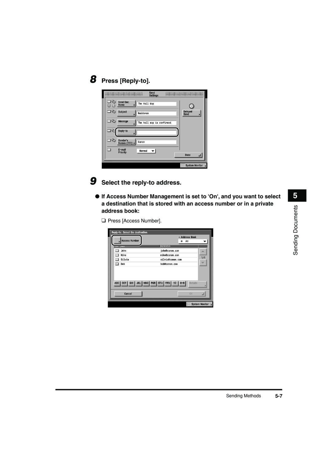 Canon C3200 manual Press Reply-to Select the reply-to address 