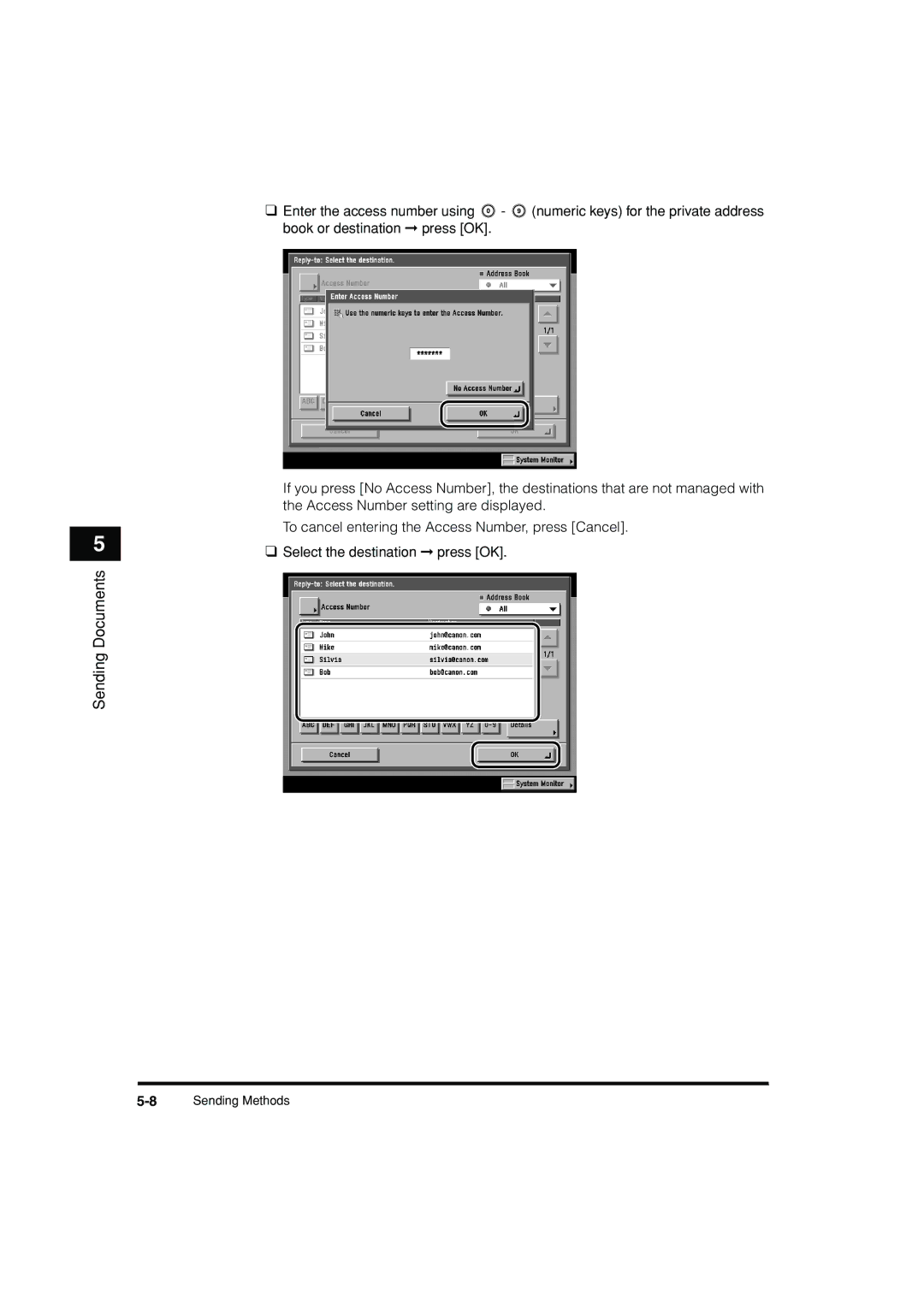 Canon C3200 manual 8Sending Methods 