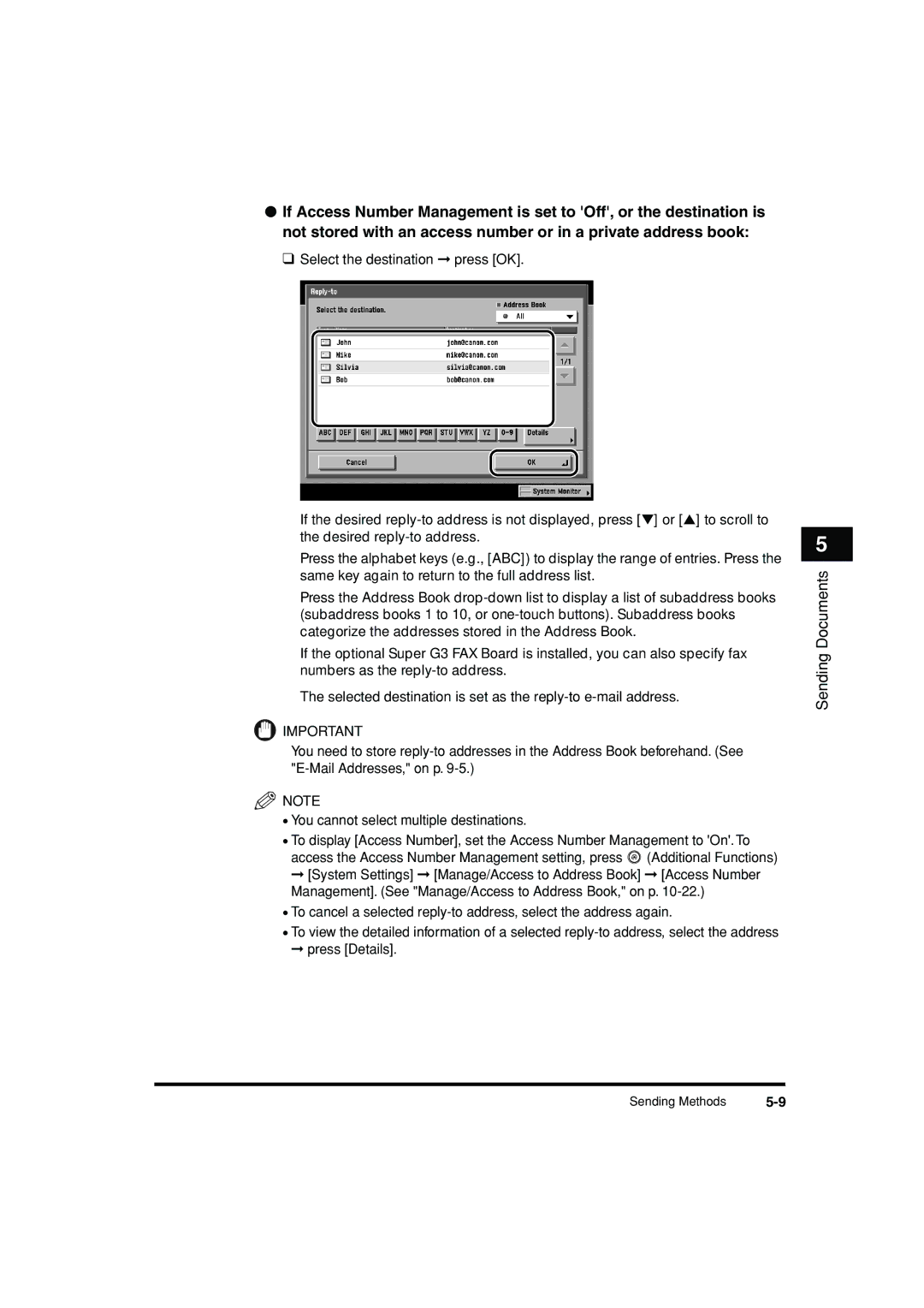 Canon C3200 manual Sending Documents 