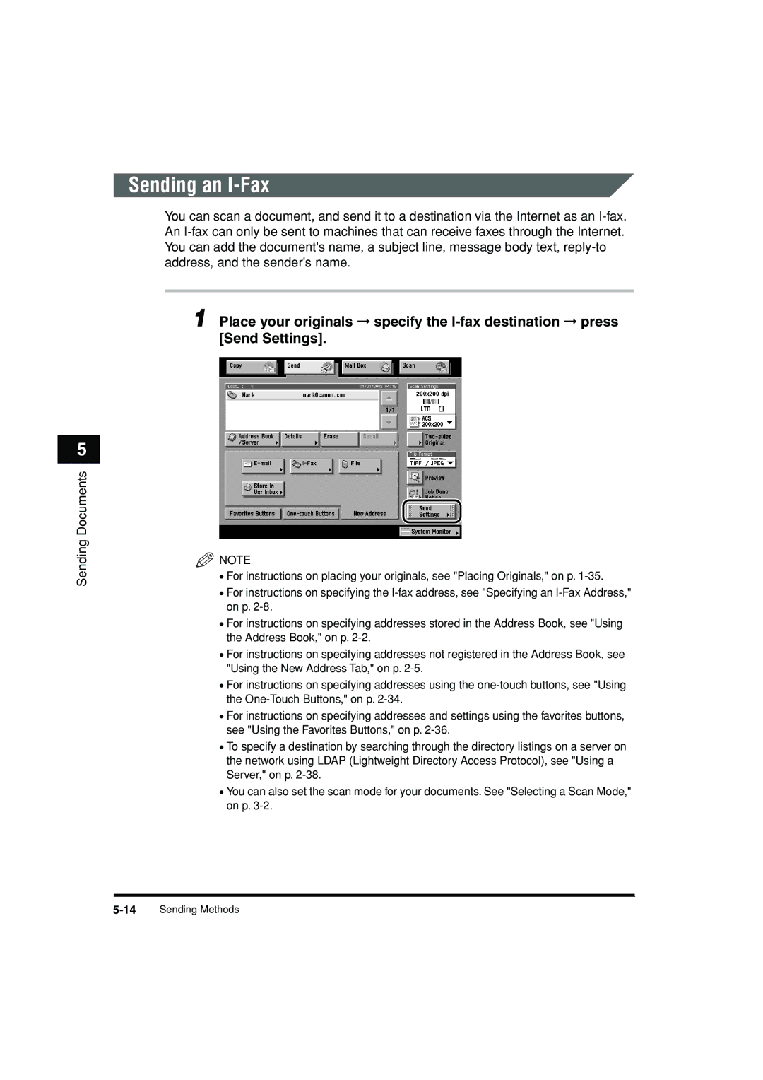 Canon C3200 manual Sending an I-Fax 