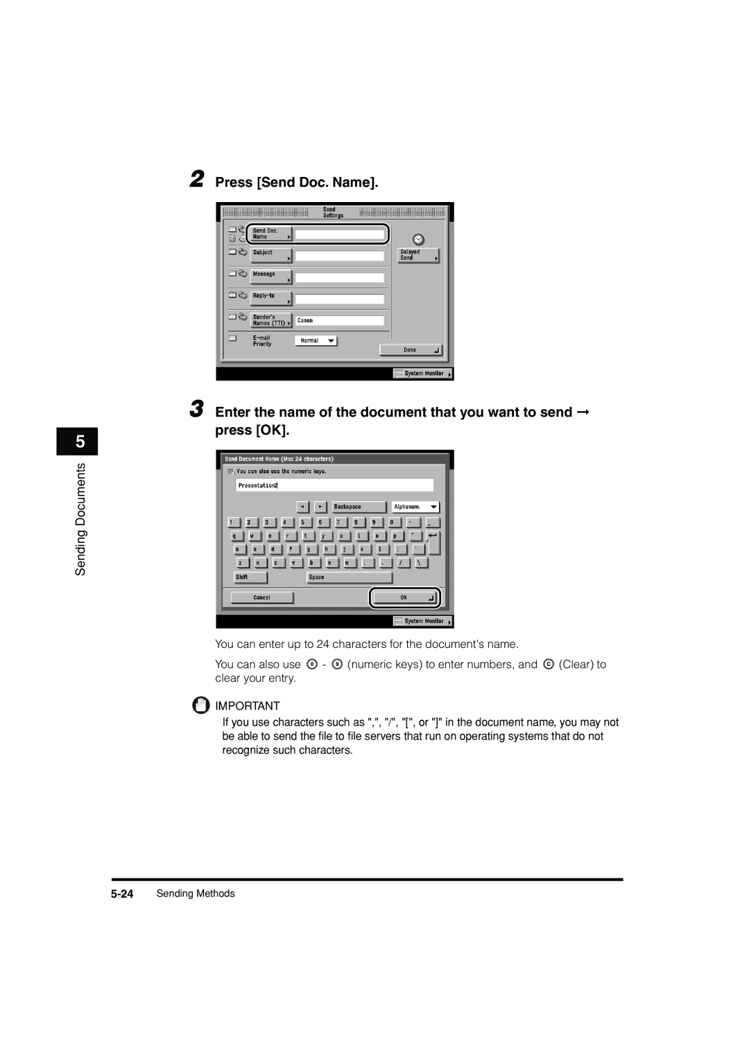 Canon C3200 manual 24Sending Methods 