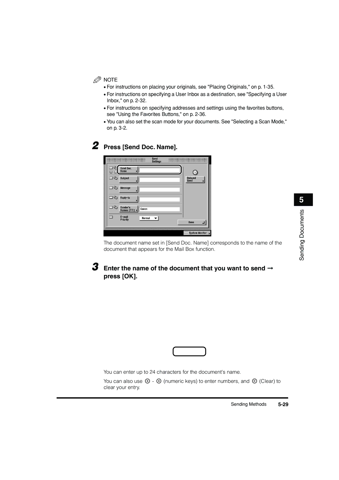 Canon C3200 manual Press Send Doc. Name 