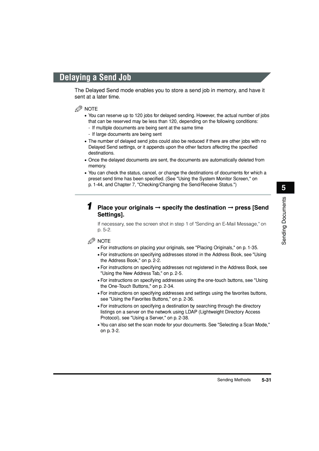 Canon C3200 manual Delaying a Send Job 