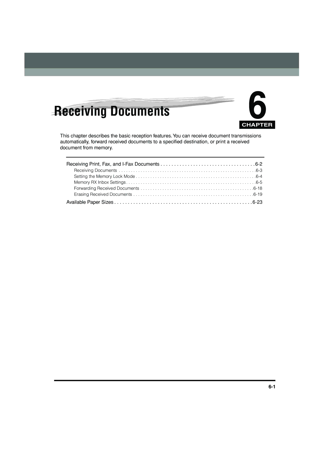 Canon C3200 manual Receiving Documents 