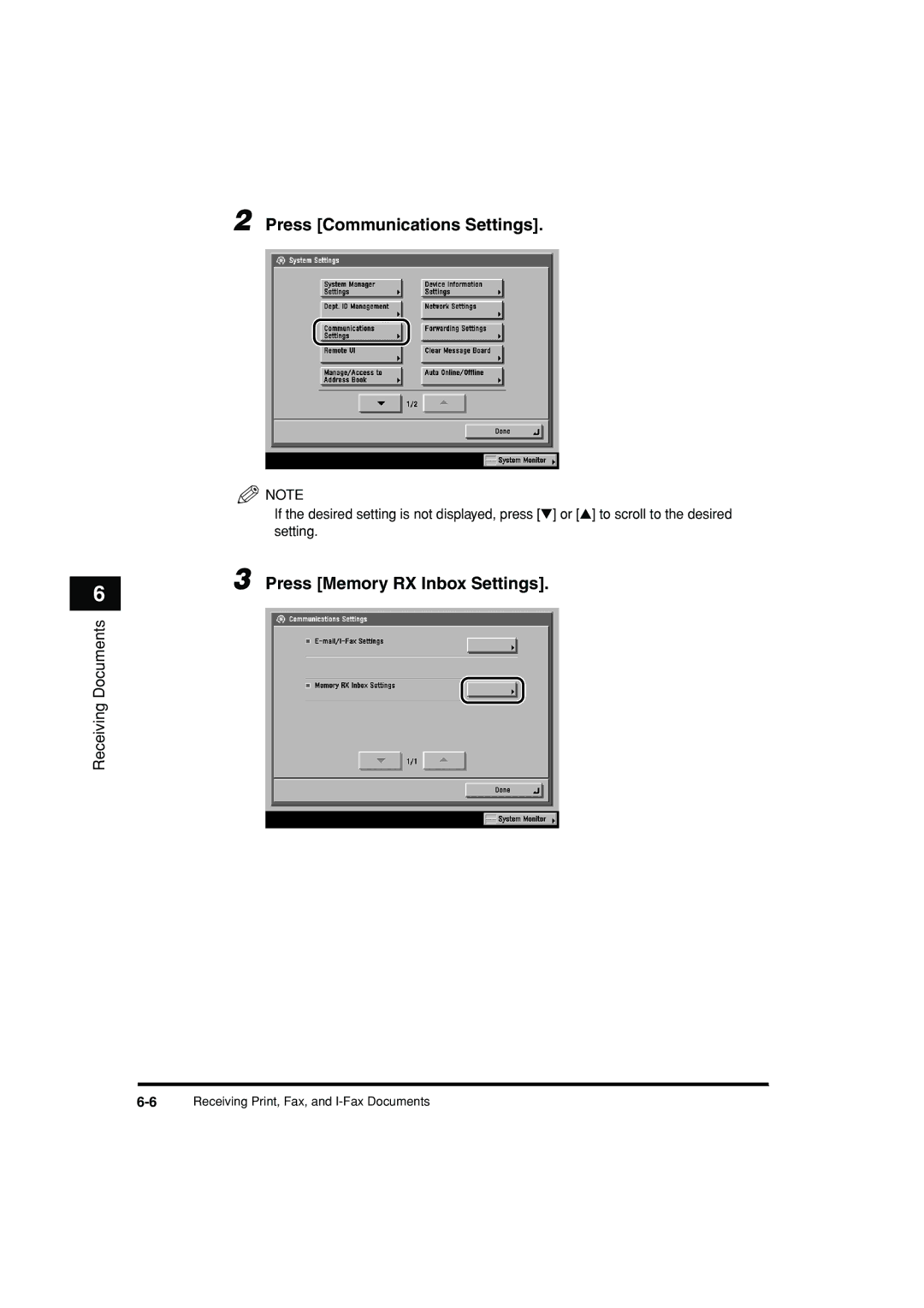 Canon C3200 manual Press Communications Settings, Press Memory RX Inbox Settings 