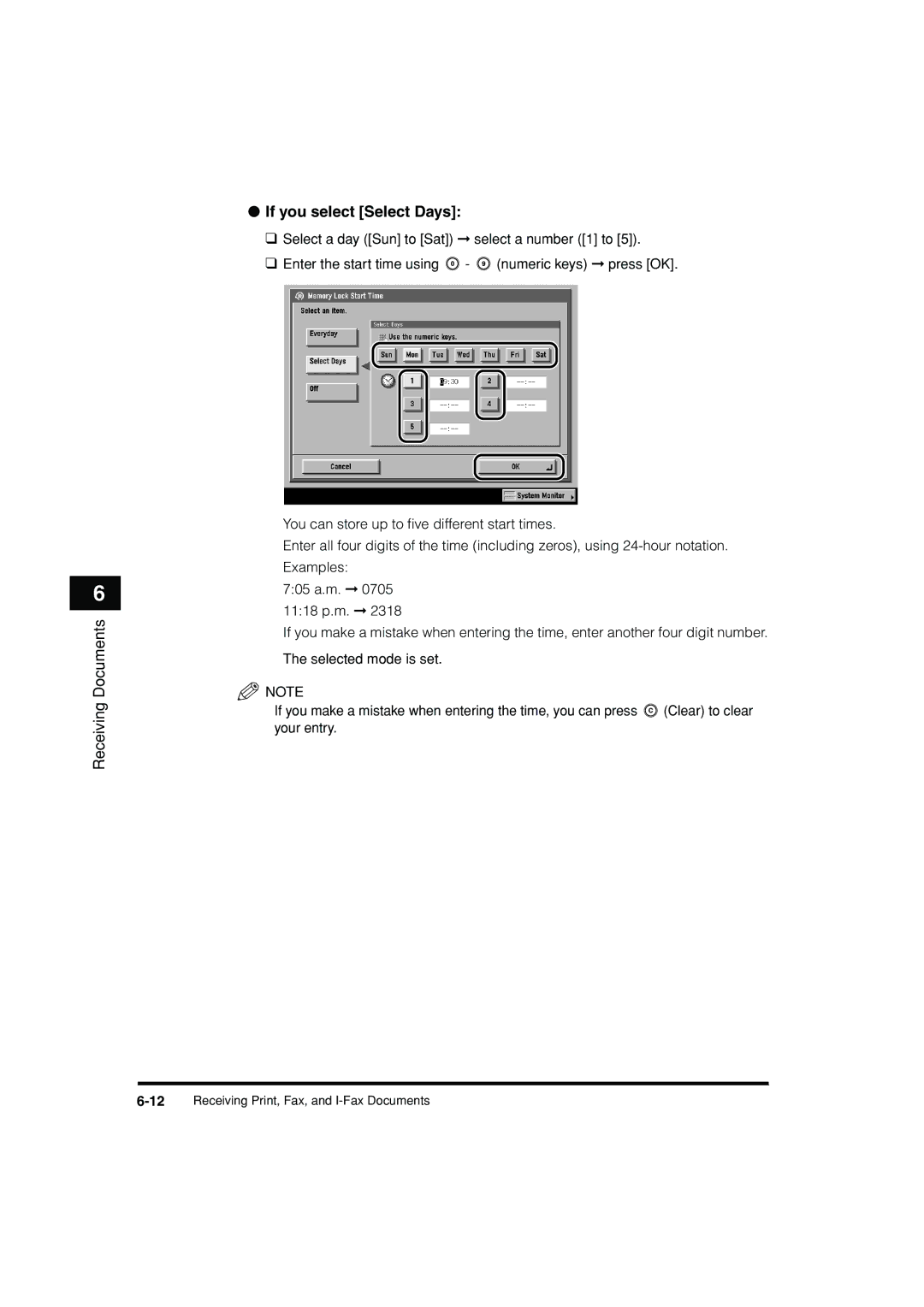 Canon C3200 manual If you select Select Days 