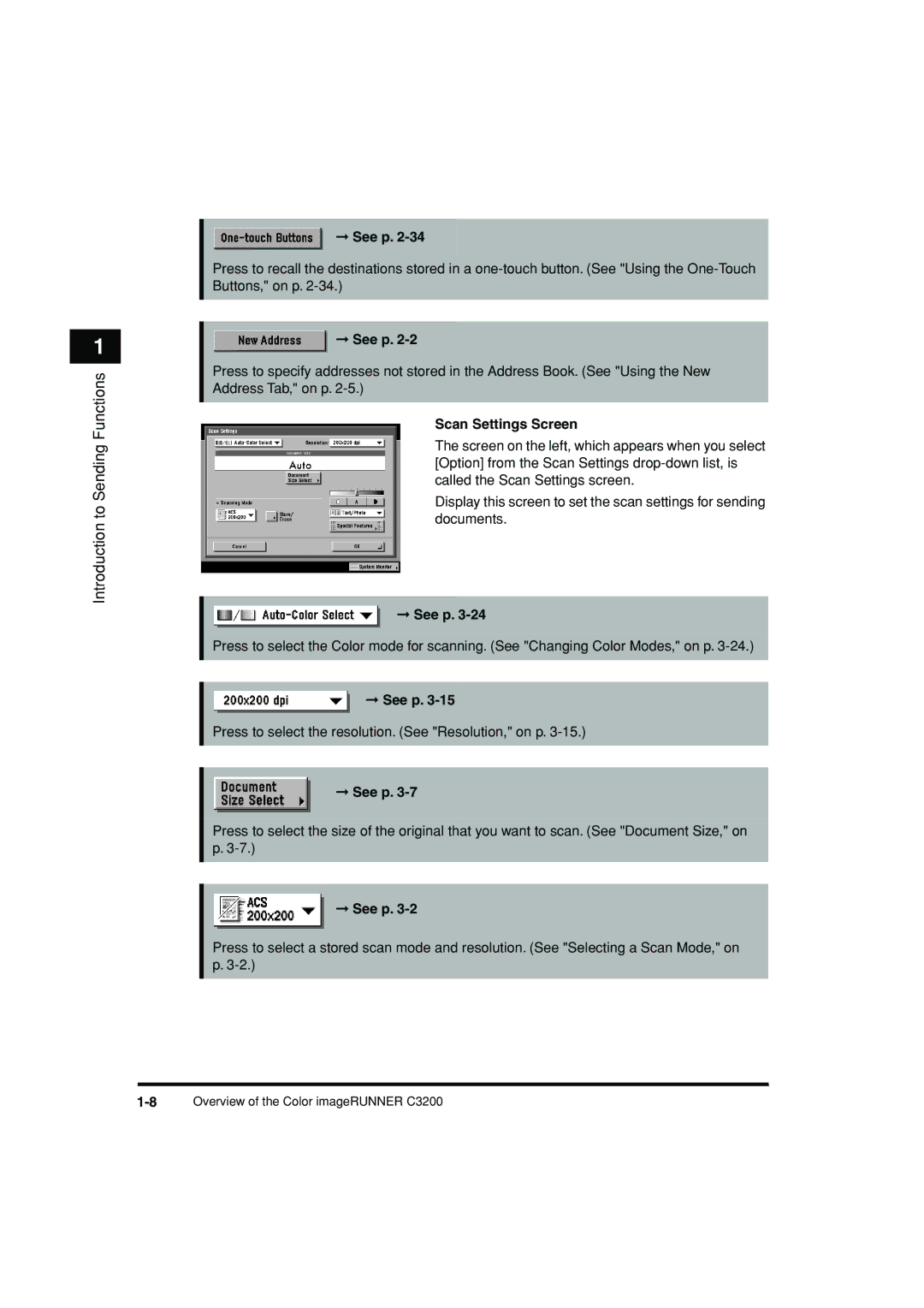 Canon C3200 manual Scan Settings Screen 