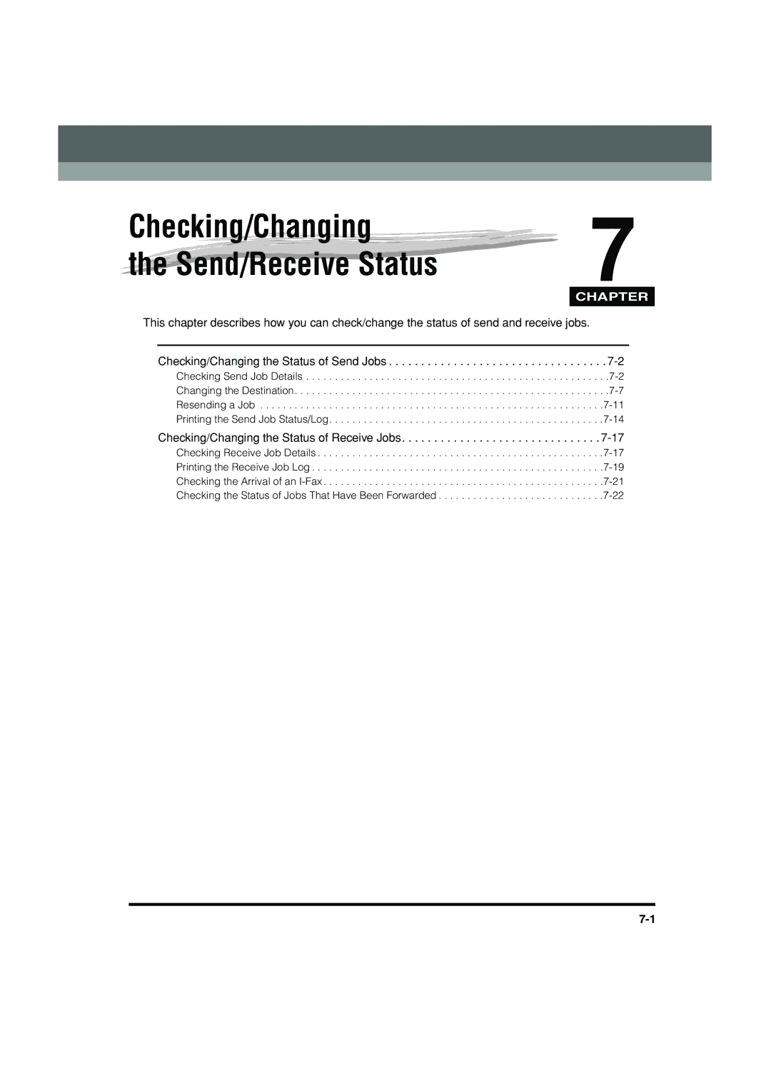 Canon C3200 manual Checking/Changing Send/Receive Status 