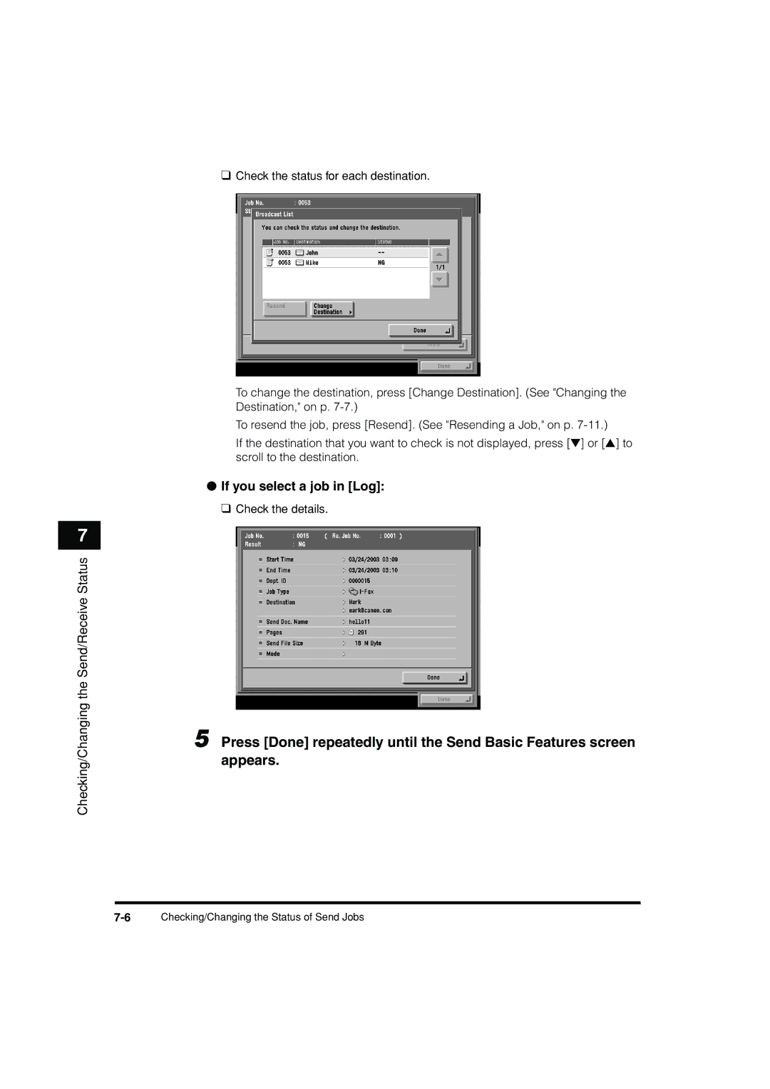 Canon C3200 manual If you select a job in Log 