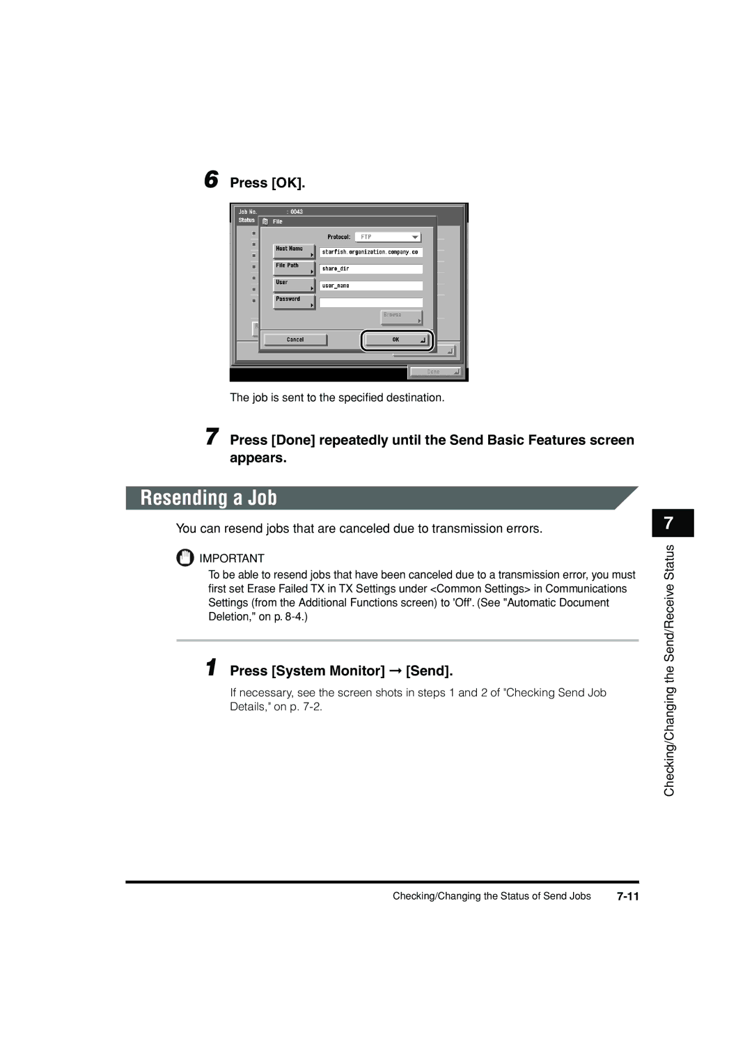 Canon C3200 manual Resending a Job, Press OK 