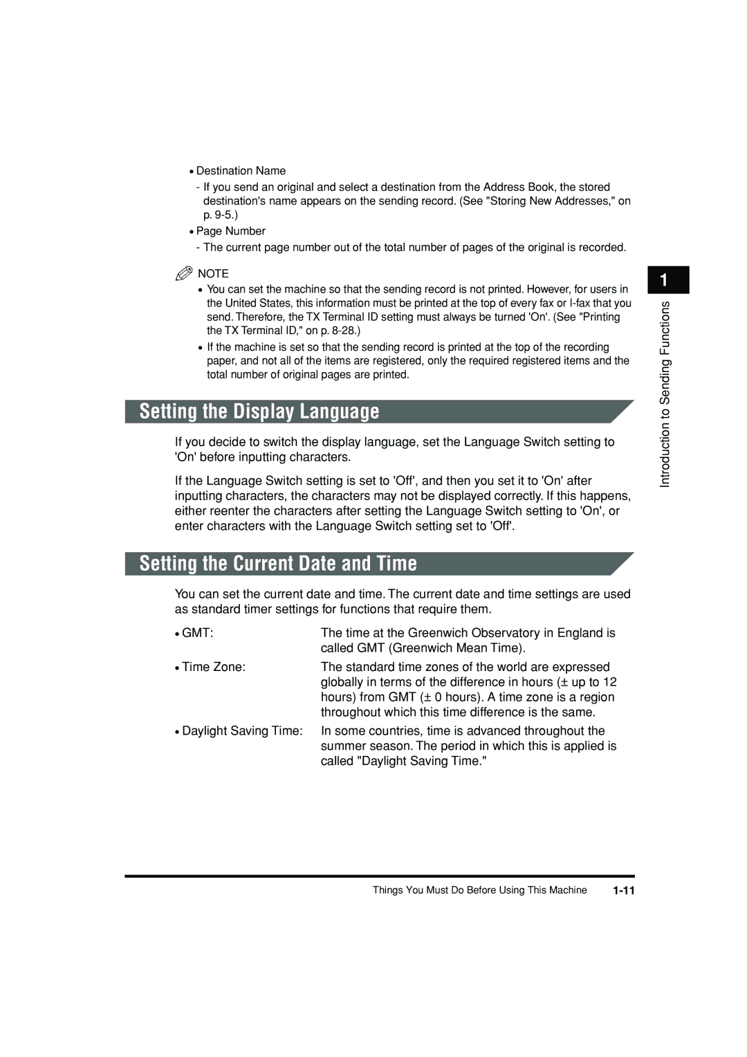 Canon C3200 manual Setting the Display Language, Setting the Current Date and Time 