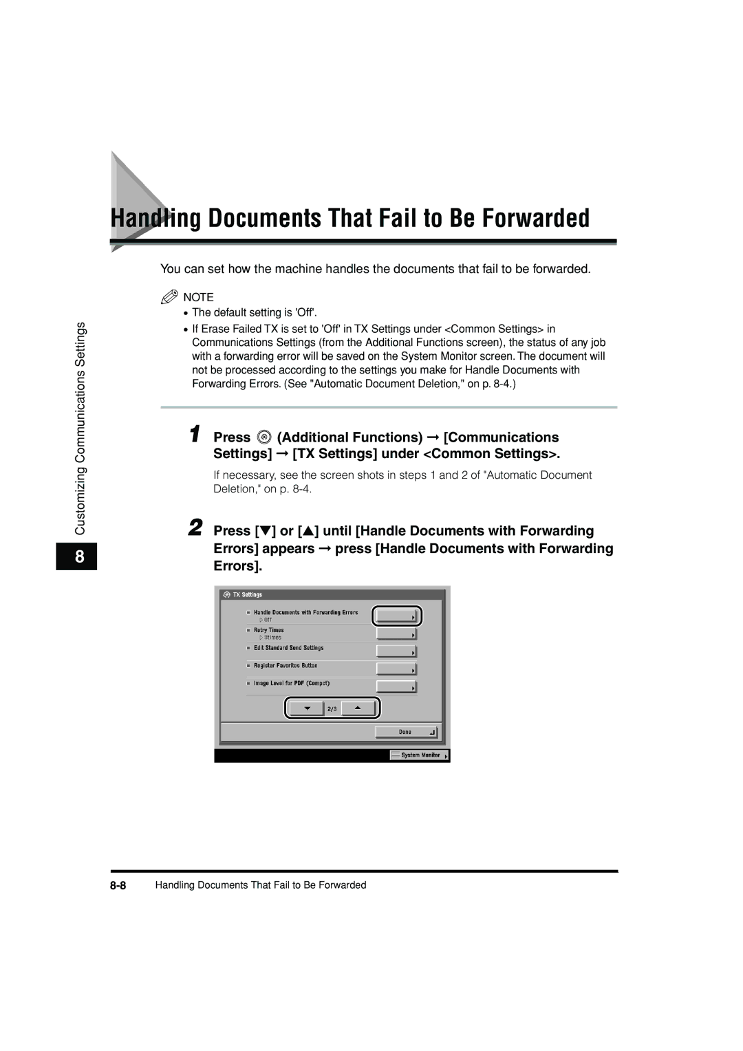 Canon C3200 manual Handling Documents That Fail to Be Forwarded, Errors 