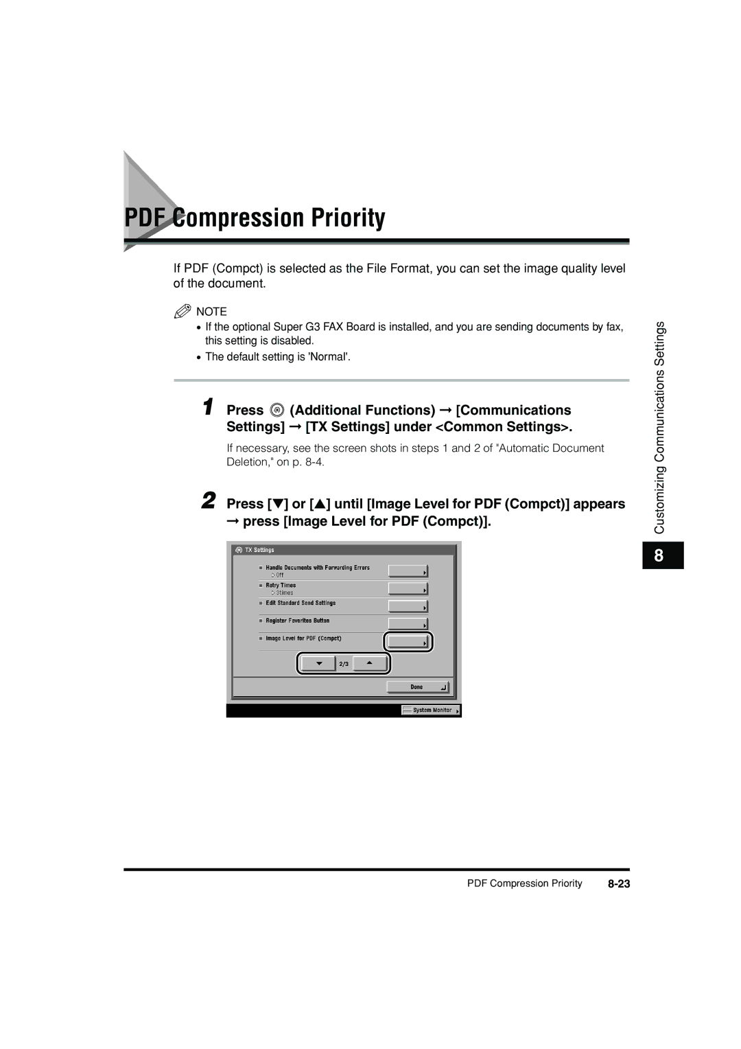 Canon C3200 manual Customizing Communications Settings 