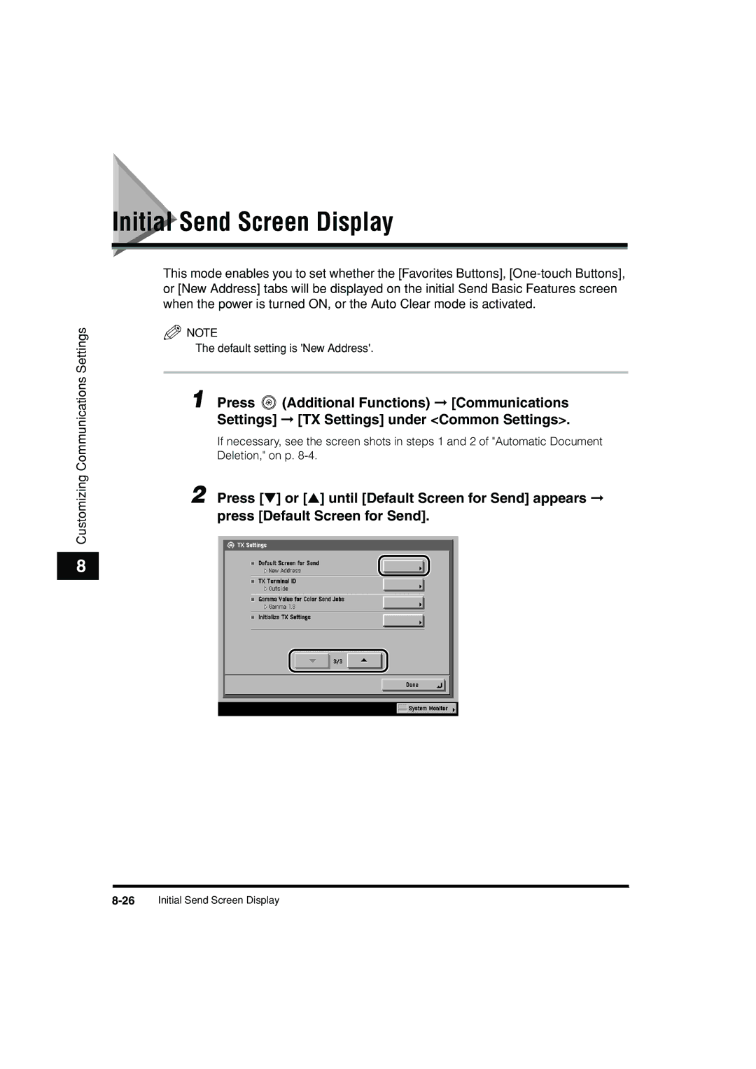 Canon C3200 manual Initial Send Screen Display 