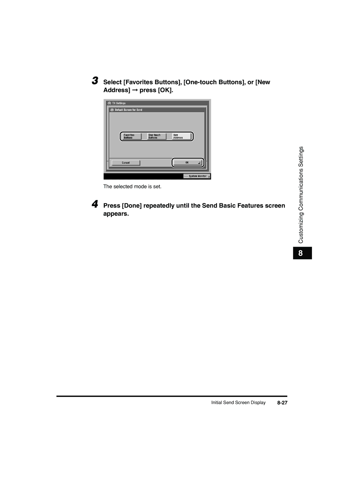 Canon C3200 manual Initial Send Screen Display 