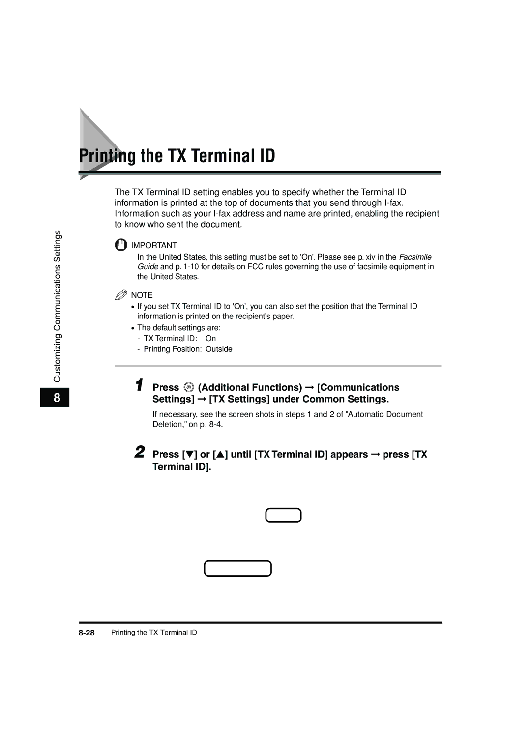 Canon C3200 manual Printing the TX Terminal ID, Press or until TX Terminal ID appears press TX 