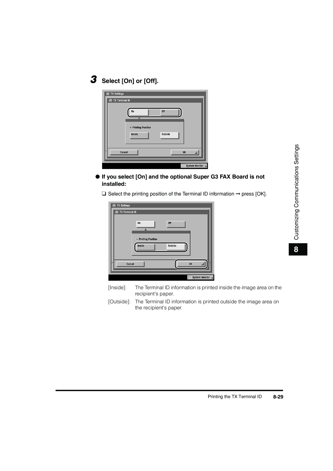 Canon C3200 manual Select On or Off 