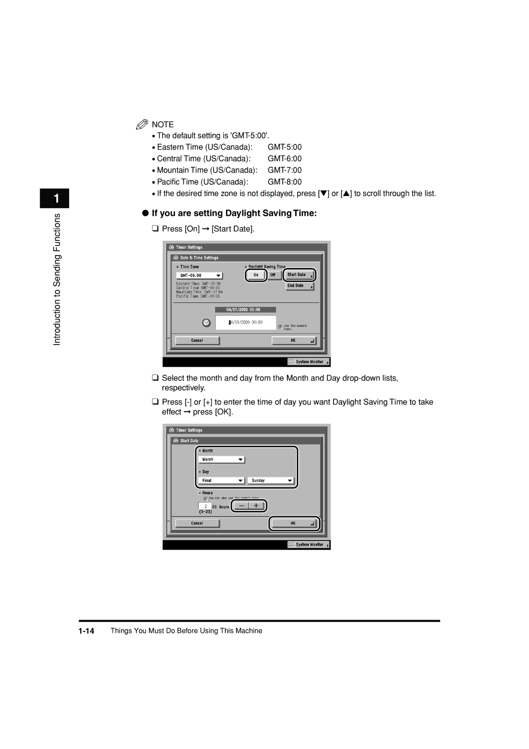 Canon C3200 manual If you are setting Daylight Saving Time 