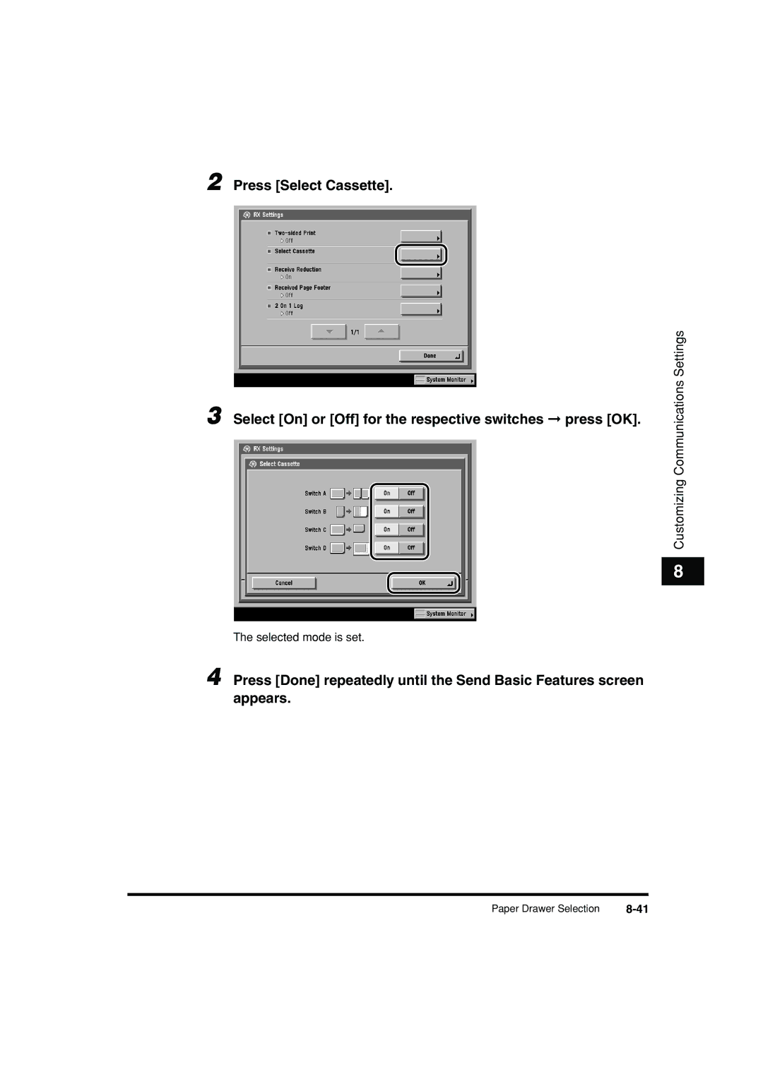 Canon C3200 manual Selected mode is set 