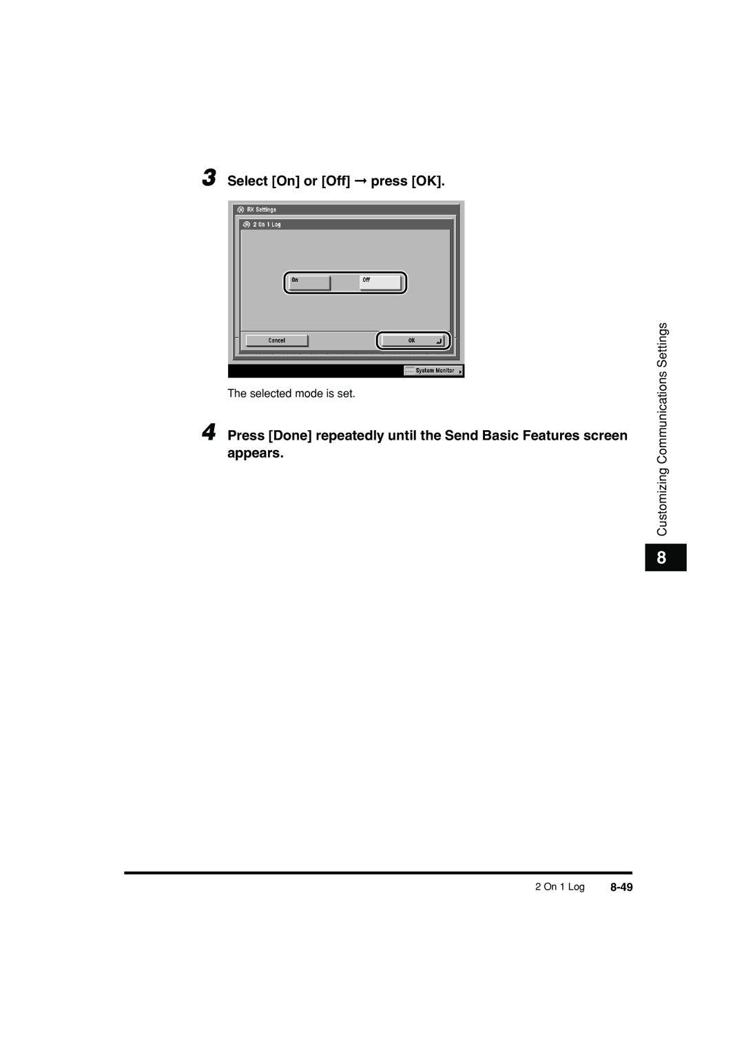 Canon C3200 manual On 1 Log 