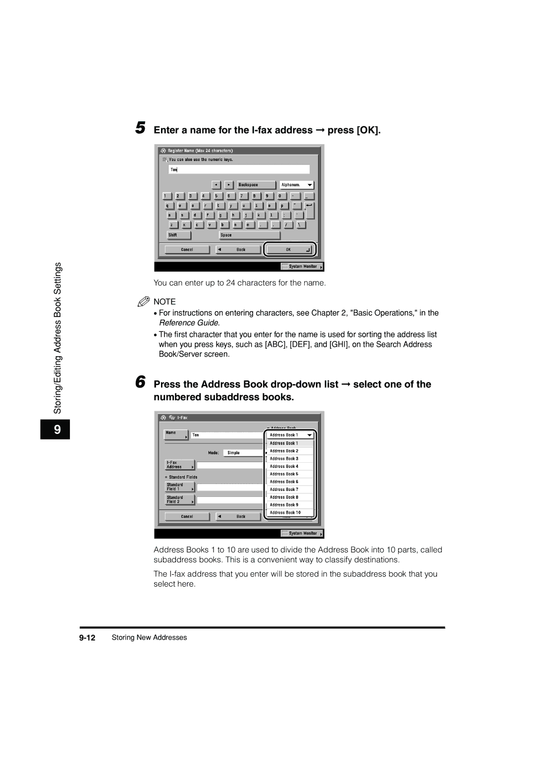 Canon C3200 manual Enter a name for the I-fax address press OK 