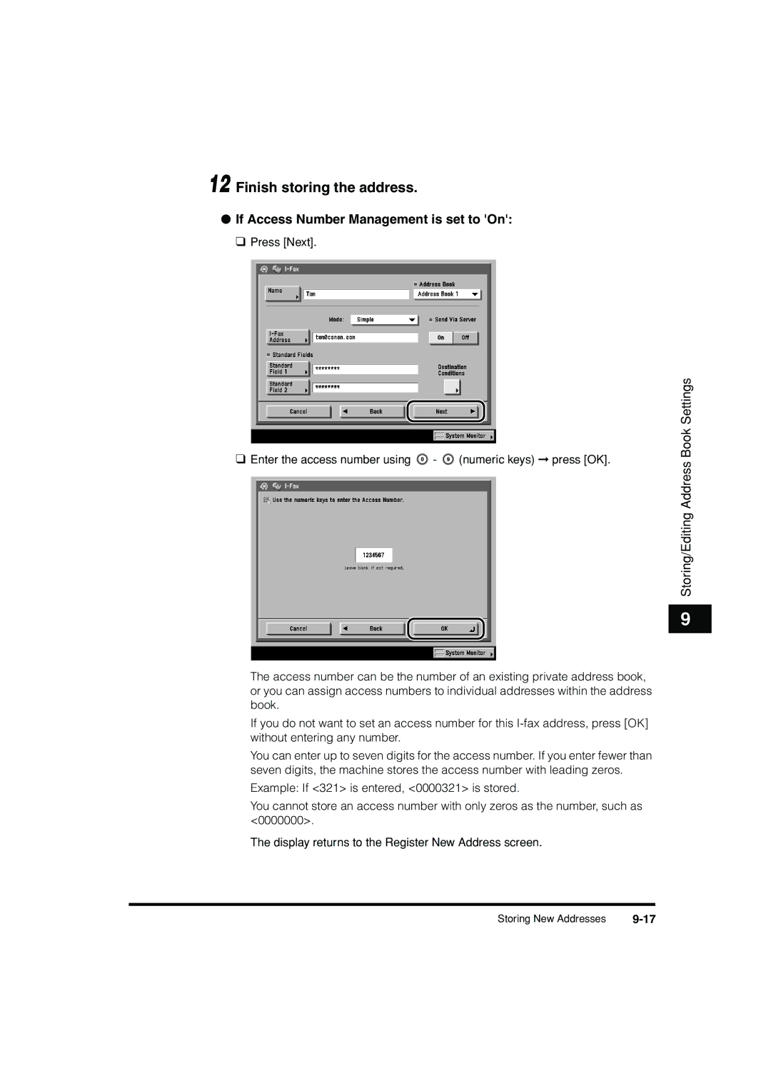 Canon C3200 manual Finish storing the address 