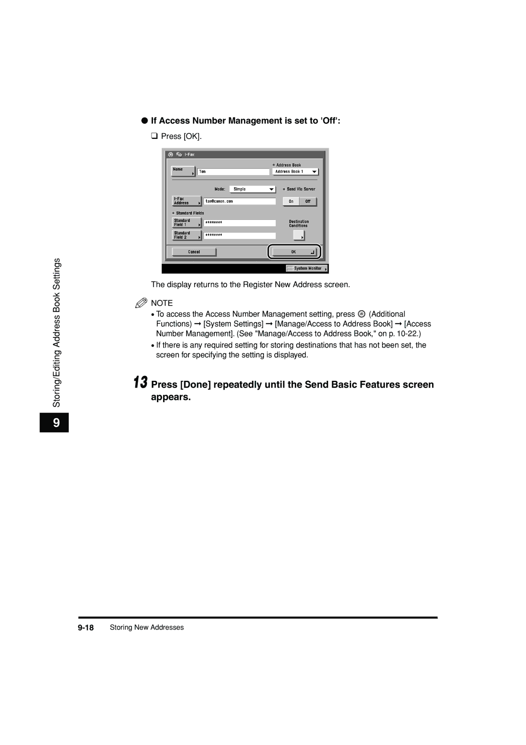 Canon C3200 manual 18Storing New Addresses 