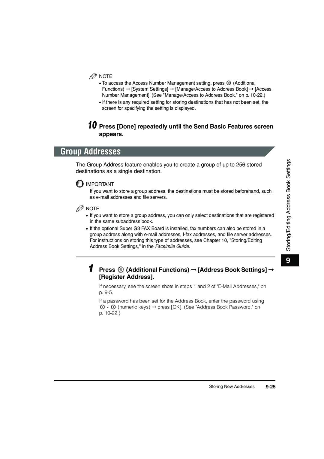 Canon C3200 manual Group Addresses 