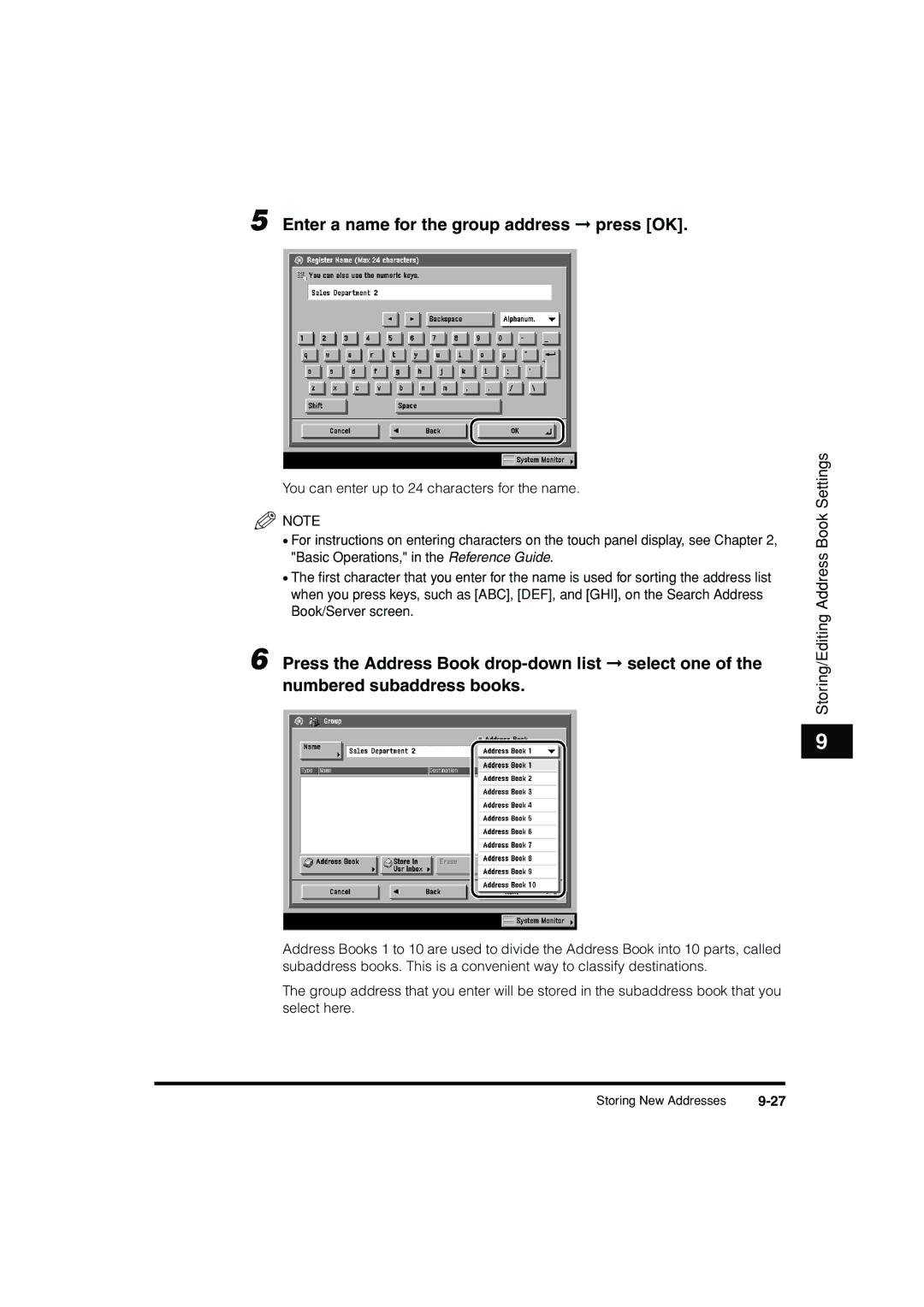 Canon C3200 manual Enter a name for the group address press OK 