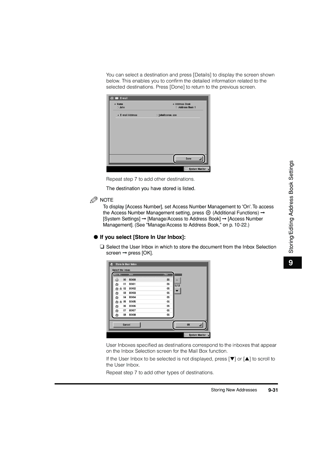 Canon C3200 manual If you select Store In Usr Inbox 