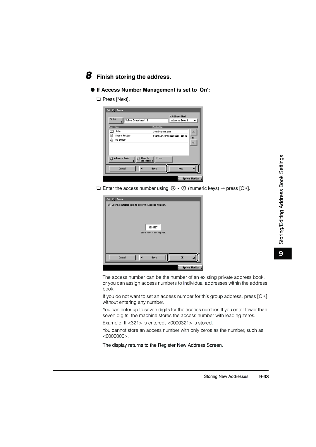 Canon C3200 manual Finish storing the address 