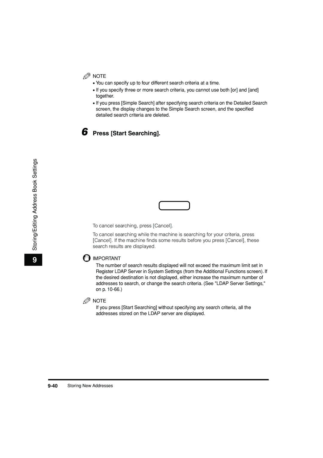 Canon C3200 manual 40Storing New Addresses 