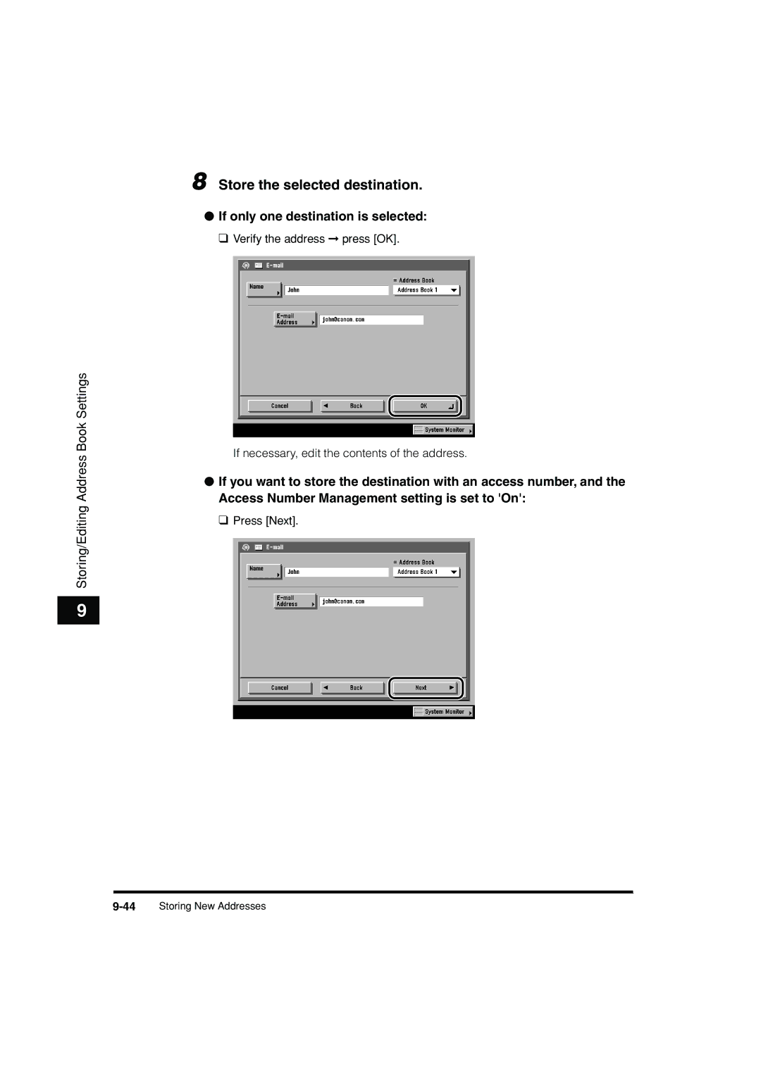 Canon C3200 manual Store the selected destination, If only one destination is selected 