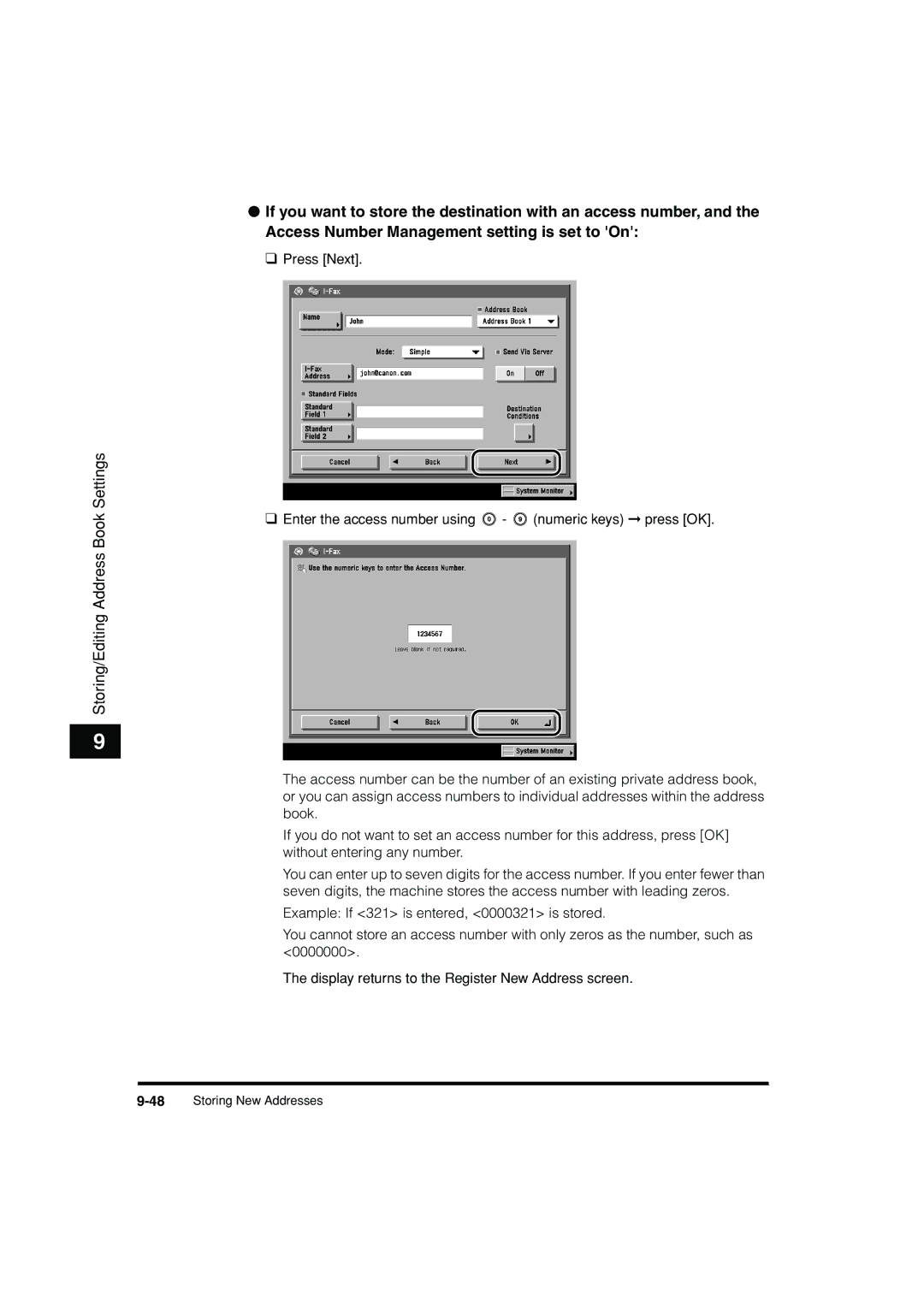 Canon C3200 manual 48Storing New Addresses 