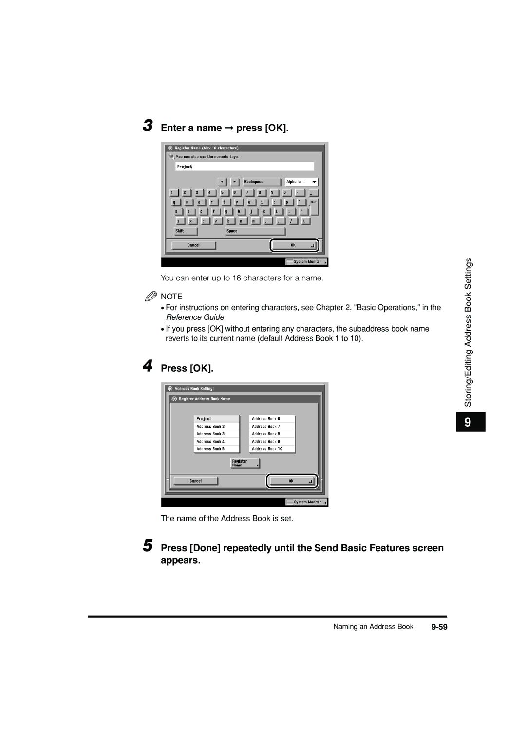 Canon C3200 manual Name of the Address Book is set 