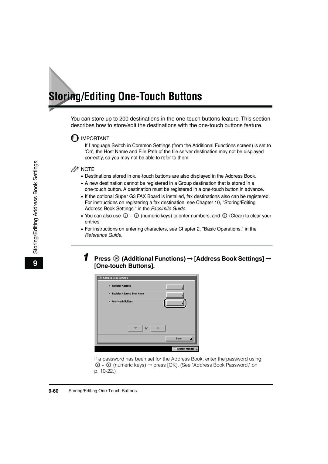 Canon C3200 manual Storing/Editing One-Touch Buttons 