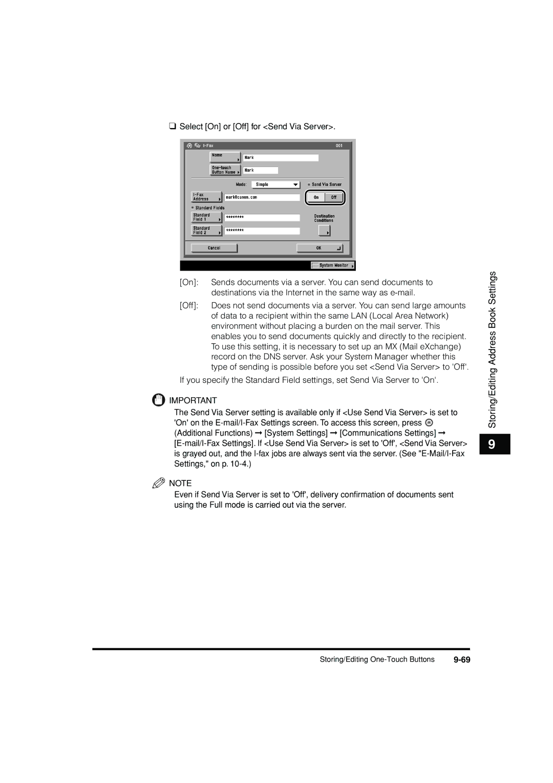 Canon C3200 manual Storing/Editing Address Book Settings 