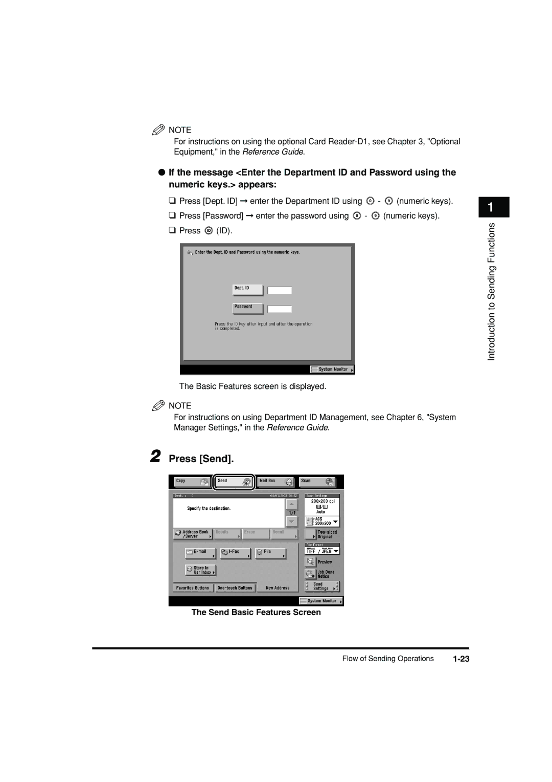 Canon C3200 manual Press Send, Send Basic Features Screen 