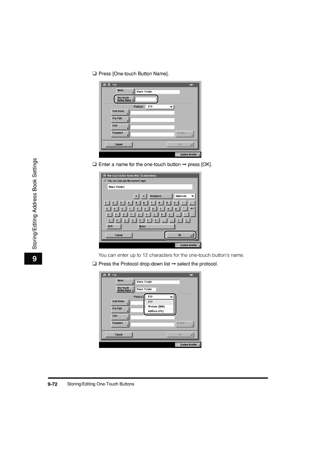 Canon C3200 manual 72Storing/Editing One-Touch Buttons 