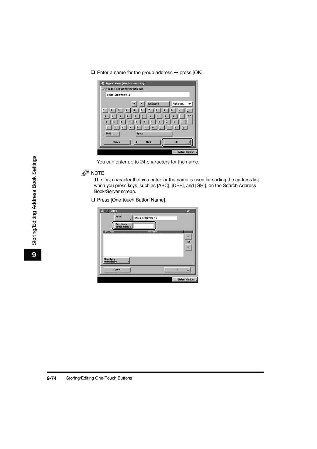 Canon C3200 manual 74Storing/Editing One-Touch Buttons 