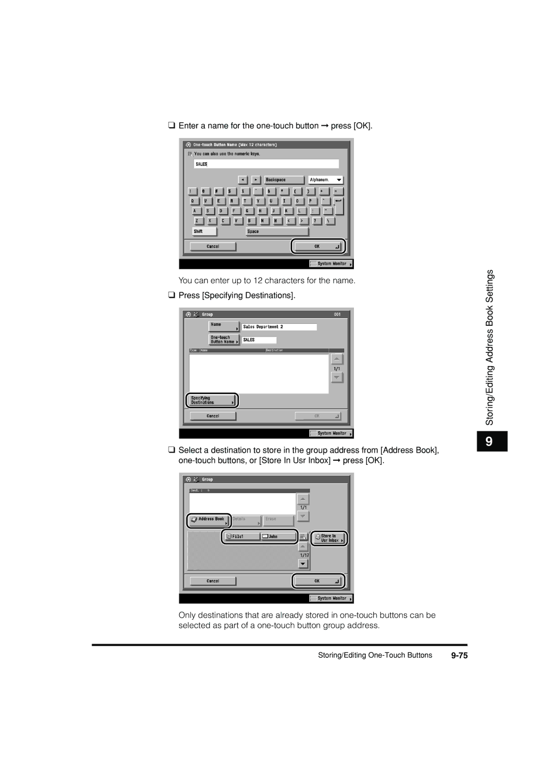 Canon C3200 manual Storing/Editing Address Book Settings 