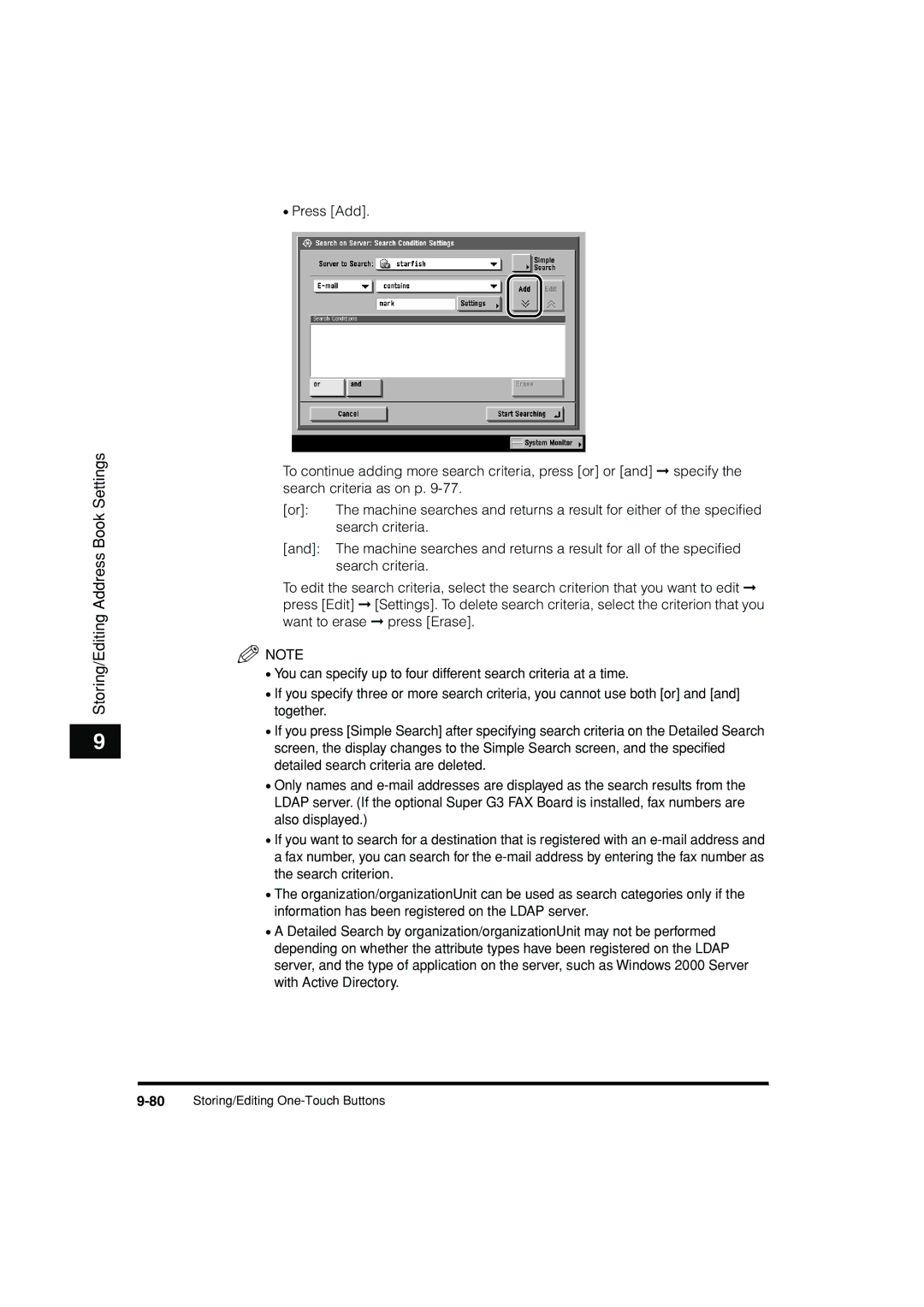 Canon C3200 manual 80Storing/Editing One-Touch Buttons 