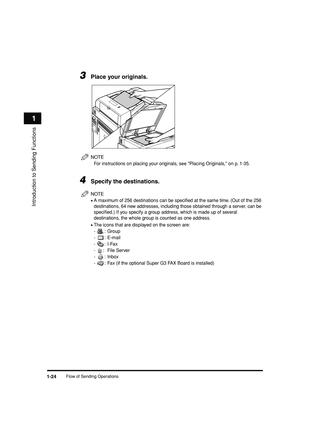 Canon C3200 manual Place your originals, Specify the destinations 