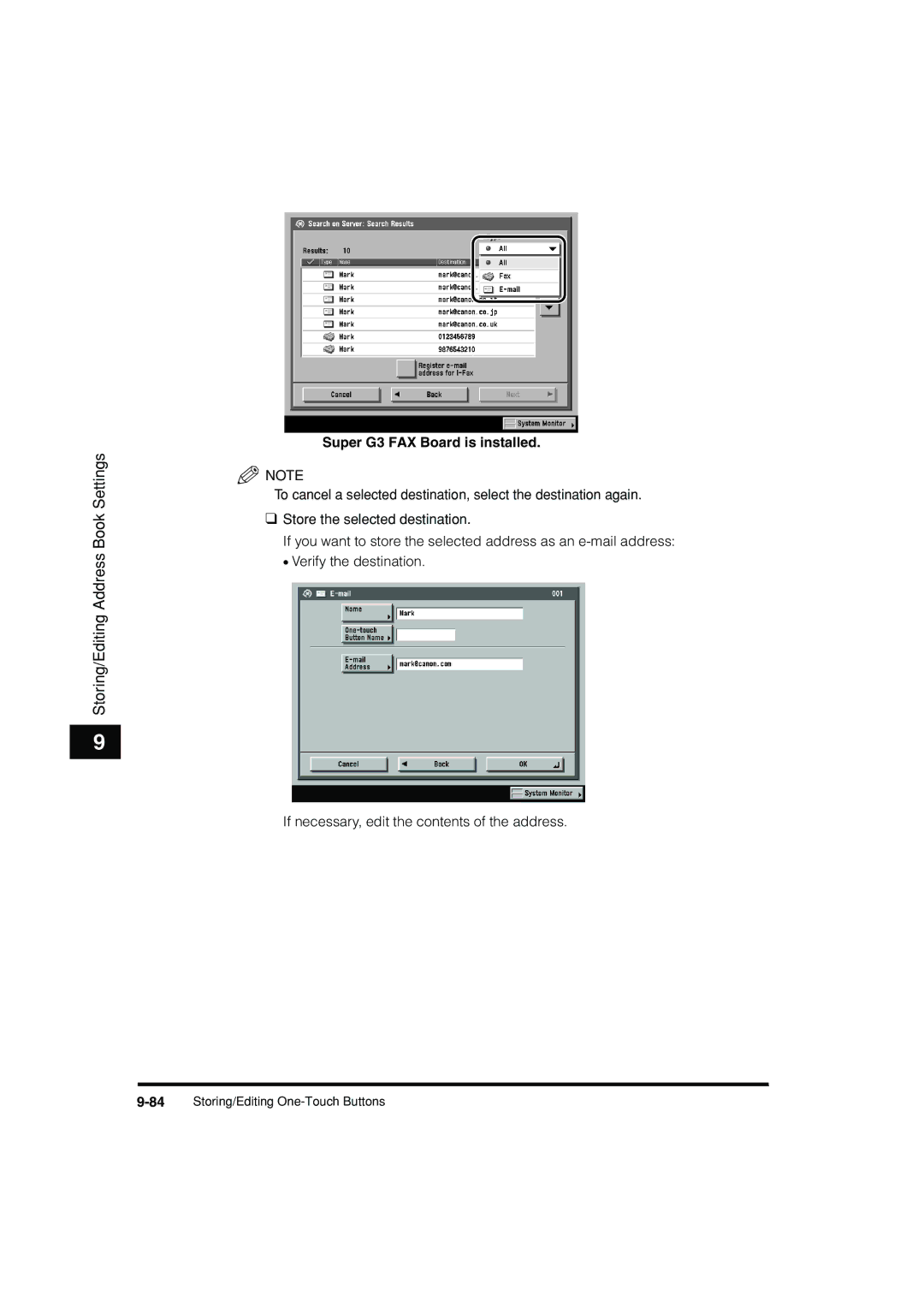 Canon C3200 manual 84Storing/Editing One-Touch Buttons 