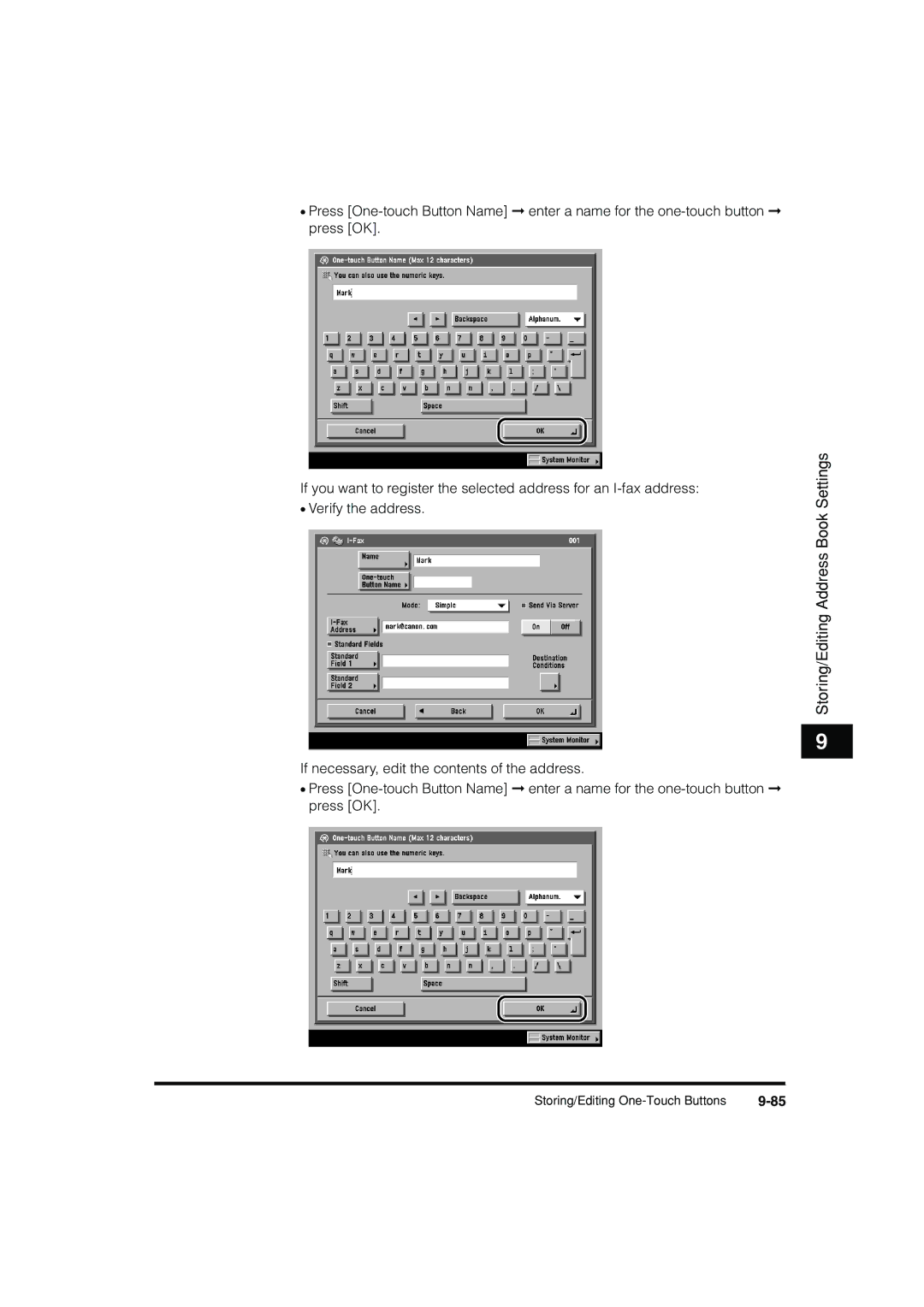 Canon C3200 manual Storing/Editing Address Book Settings 