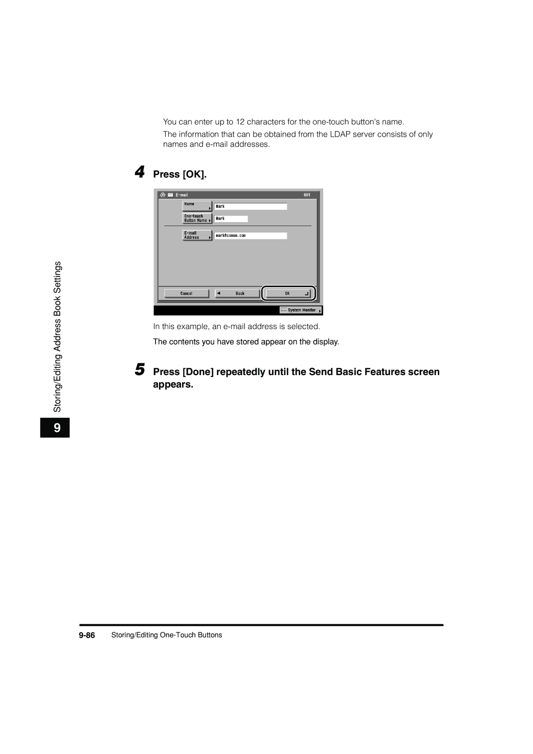 Canon C3200 manual 86Storing/Editing One-Touch Buttons 