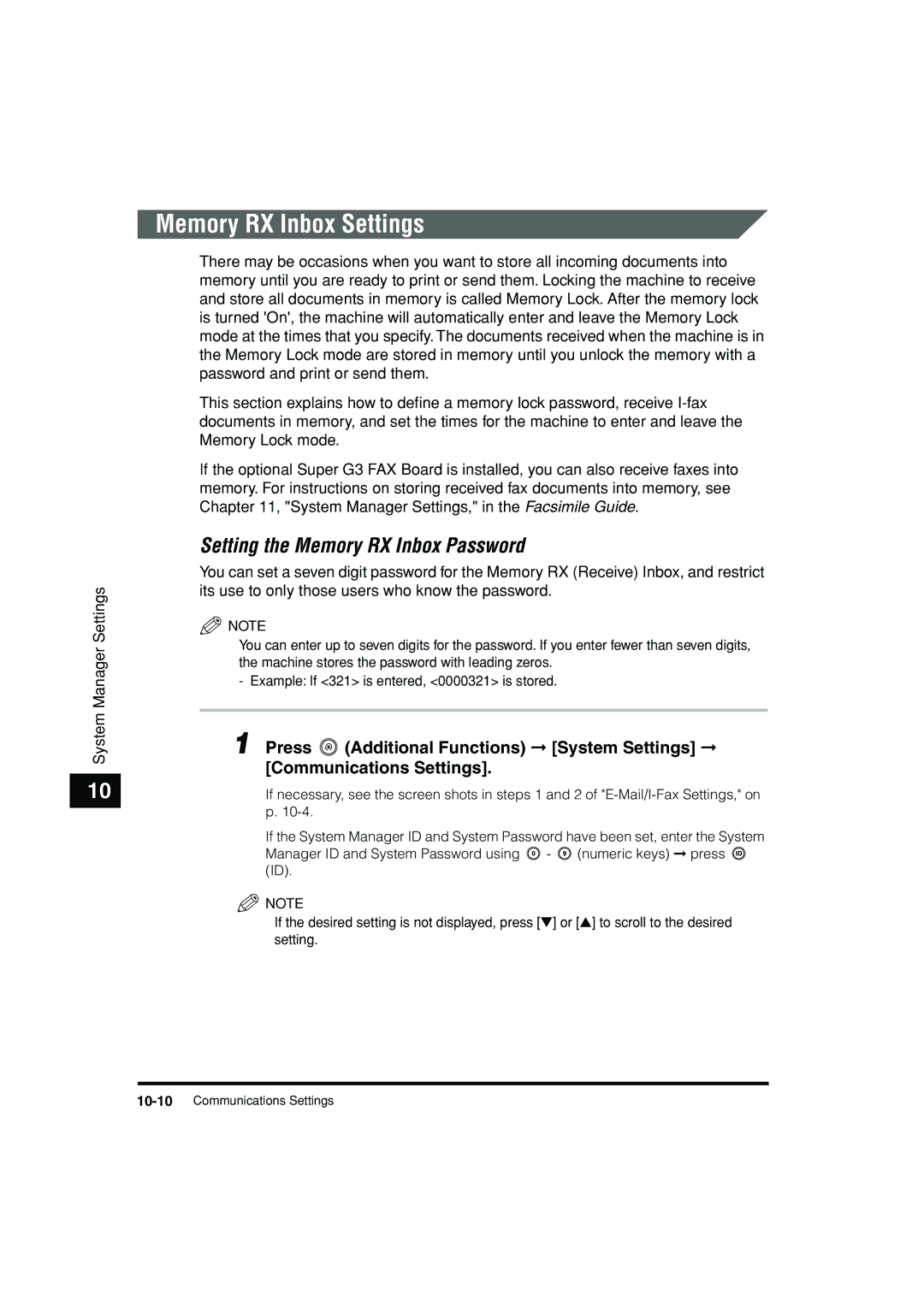 Canon C3200 manual 10-10Communications Settings 