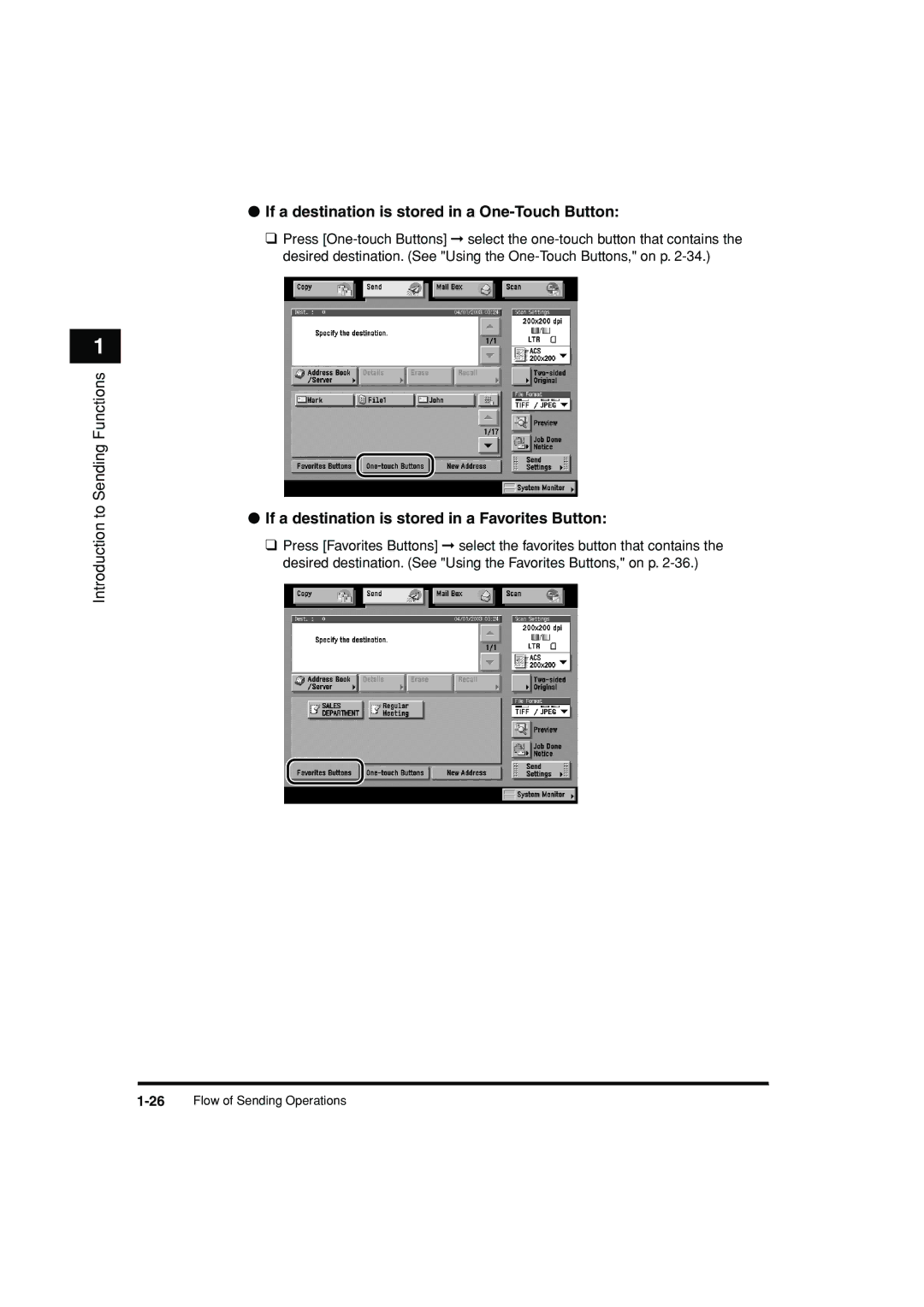 Canon C3200 manual If a destination is stored in a One-Touch Button, If a destination is stored in a Favorites Button 