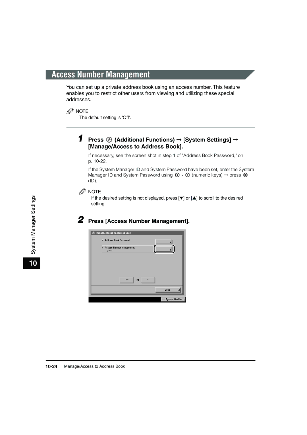 Canon C3200 manual Press Access Number Management 